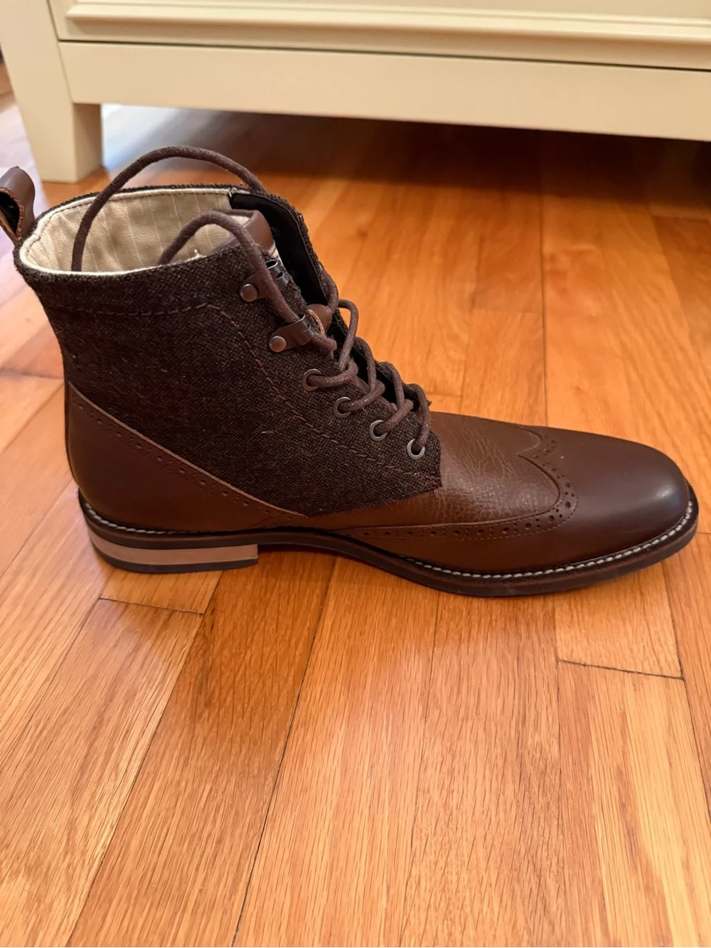 Original Penguin Nathan Wingtip Boots - Brown Tweed & Leather, Men’s Size 12